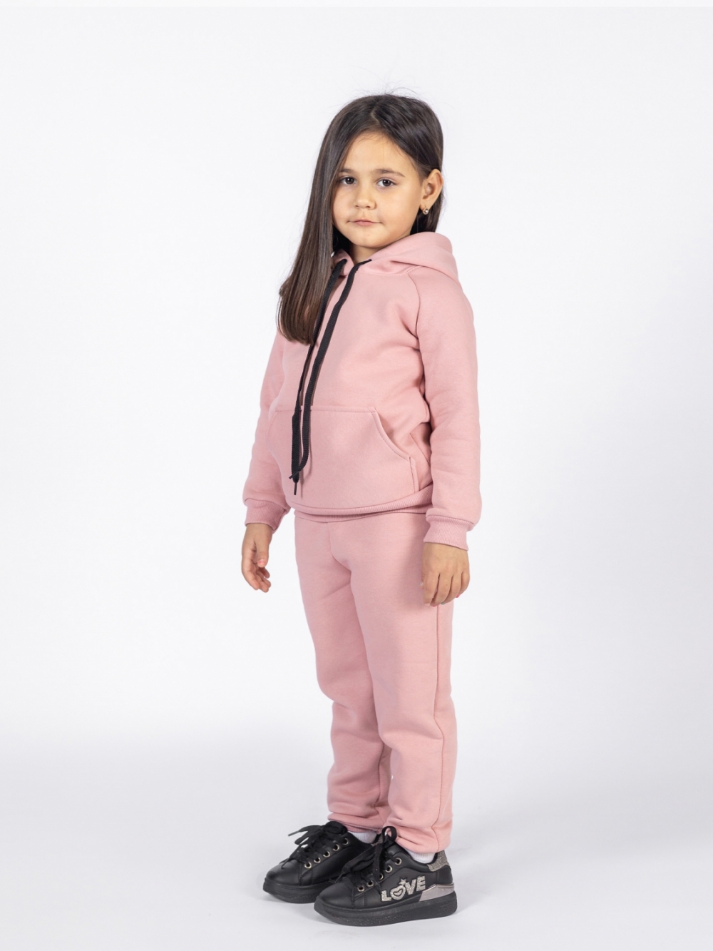 296-П. Свитшот с капюшоном  + Штаны, хлопок 65%, 35% ПЭ, 3-х нитка (начес) пудра 146,152,158