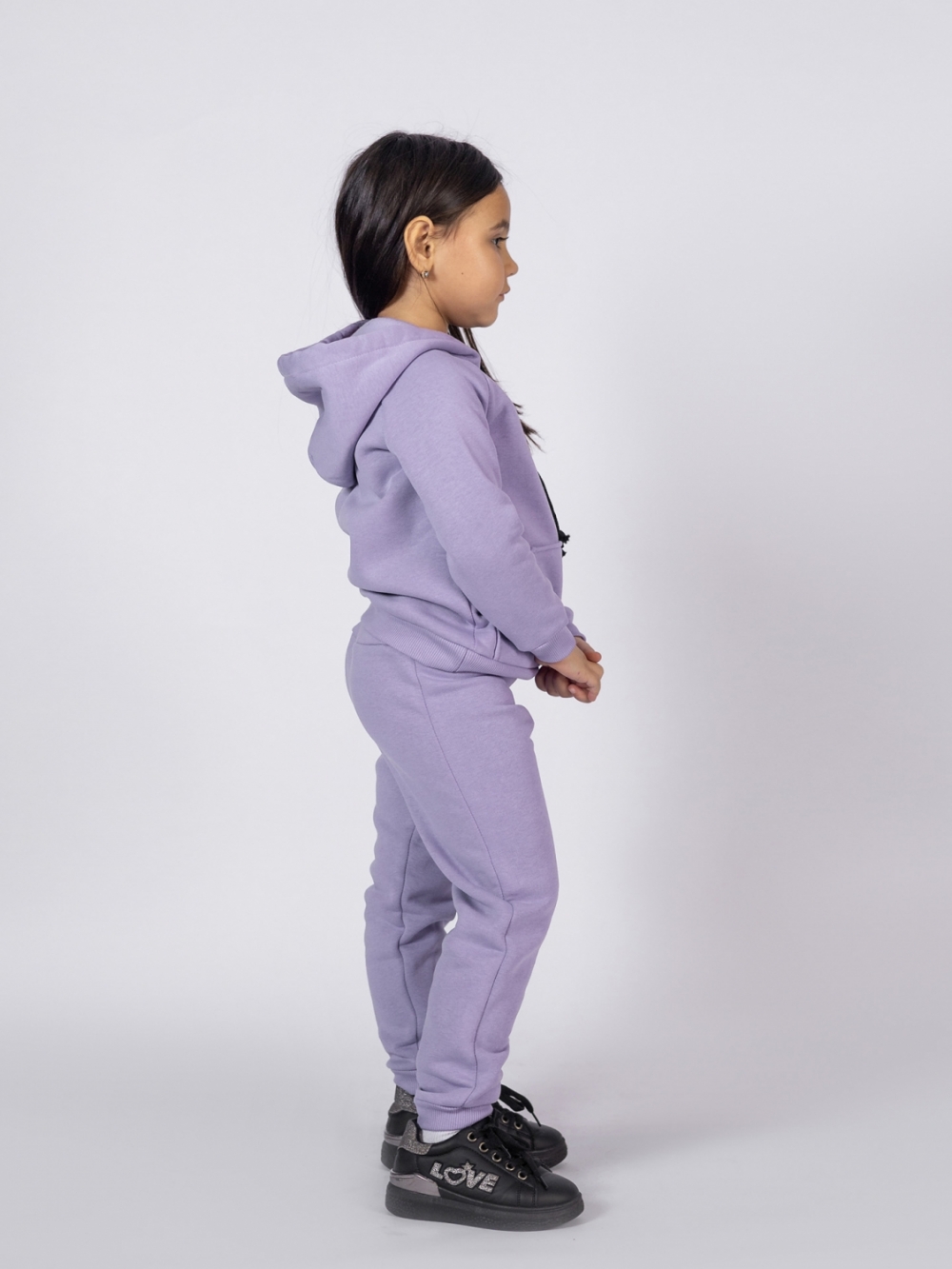 296-СР. Свитшот с капюшоном  + Штаны, хлопок 65%, 35% ПЭ, 3-х нитка (начес) сирень 146,152,158